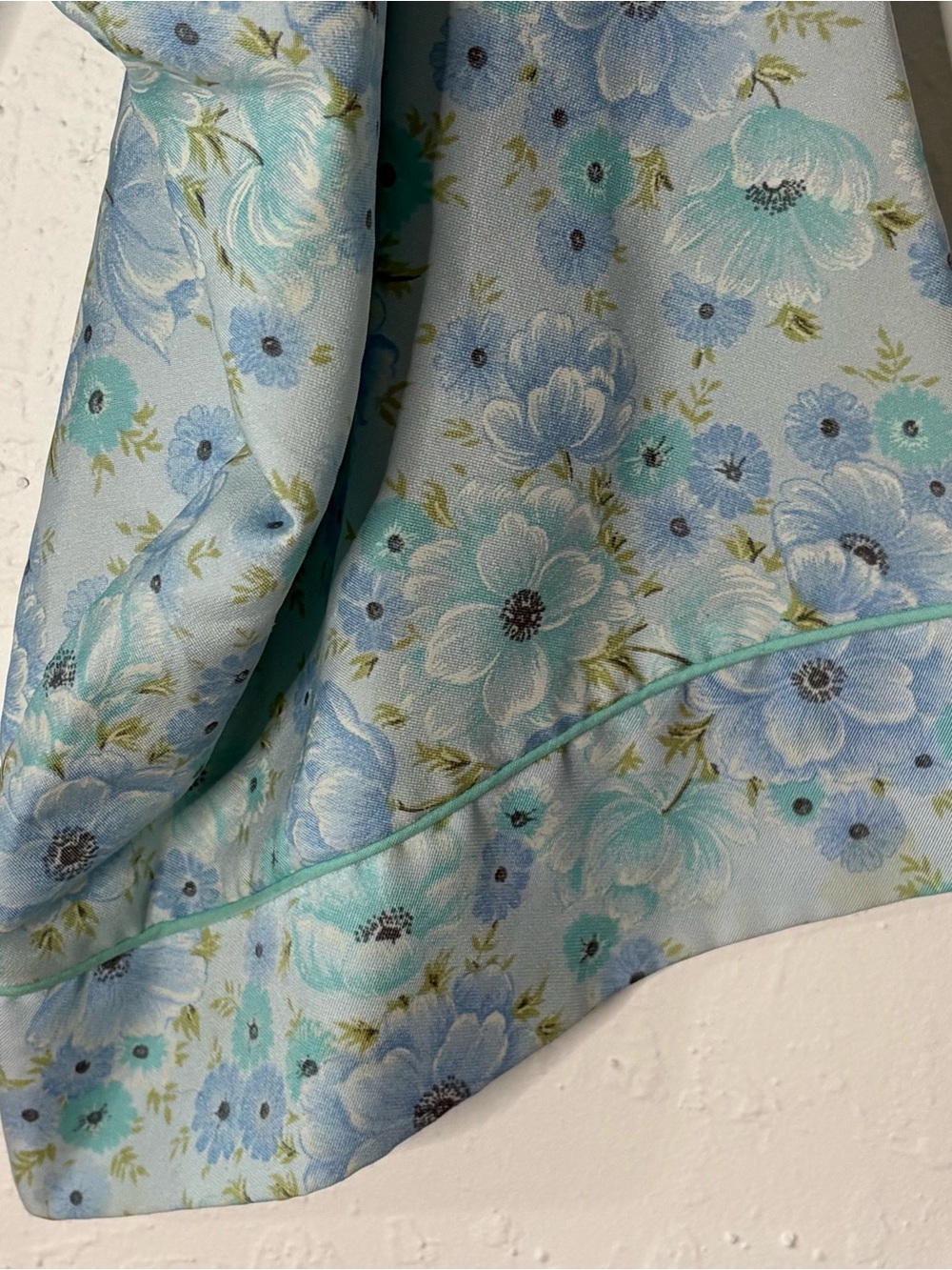 Vintage Christian Dior Lounge Wear Floral Robe Sz L Blue Teal Full Length Pocket - Picture 4 of 12